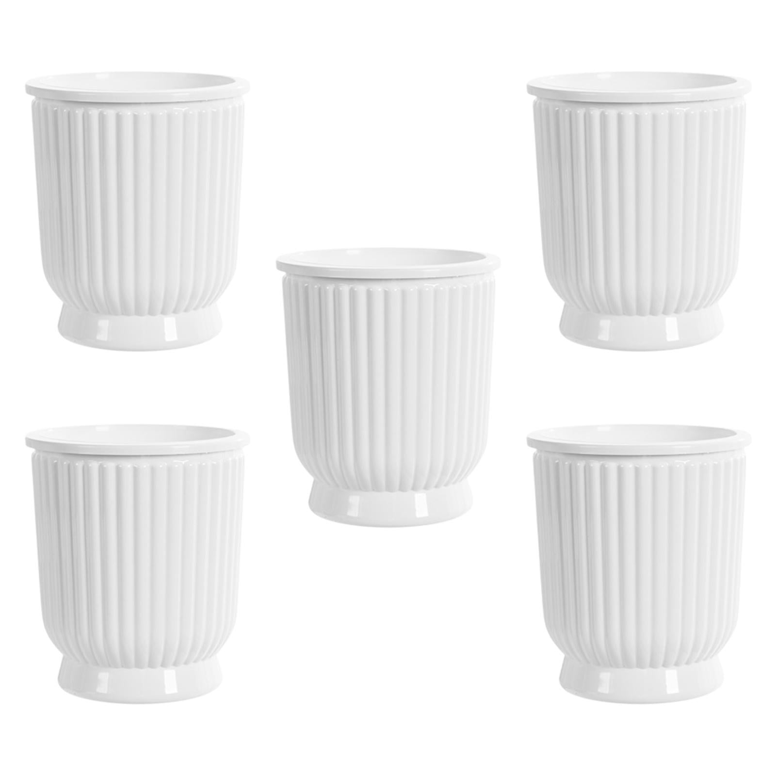 figatia 5 Pieces Self Watering Plant Pots Flower Pots Modern Home Decor Gardening Planters Indoor Outdoor Plants for Restaurant Patio White 12x14.5cm