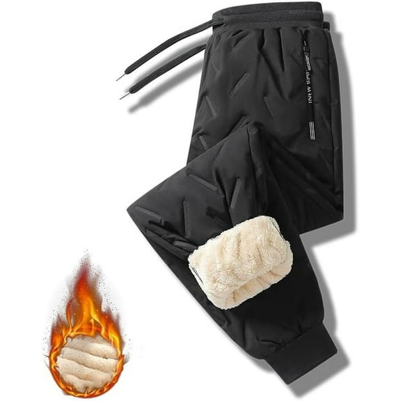 Hygo Unisex Fleece-Lined Thermal Jogger Pants — Waterproof, Windproof Winter Warmth with Zipper Pockets