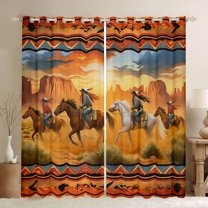 Homewish Western Cowboys Black Out Curtains for Teens Boys Girls,Animal Horse Curtains Pack of 2 (42x63 Each),Exotic Style Bedroom Curtains,Luxury Bedroom Decor