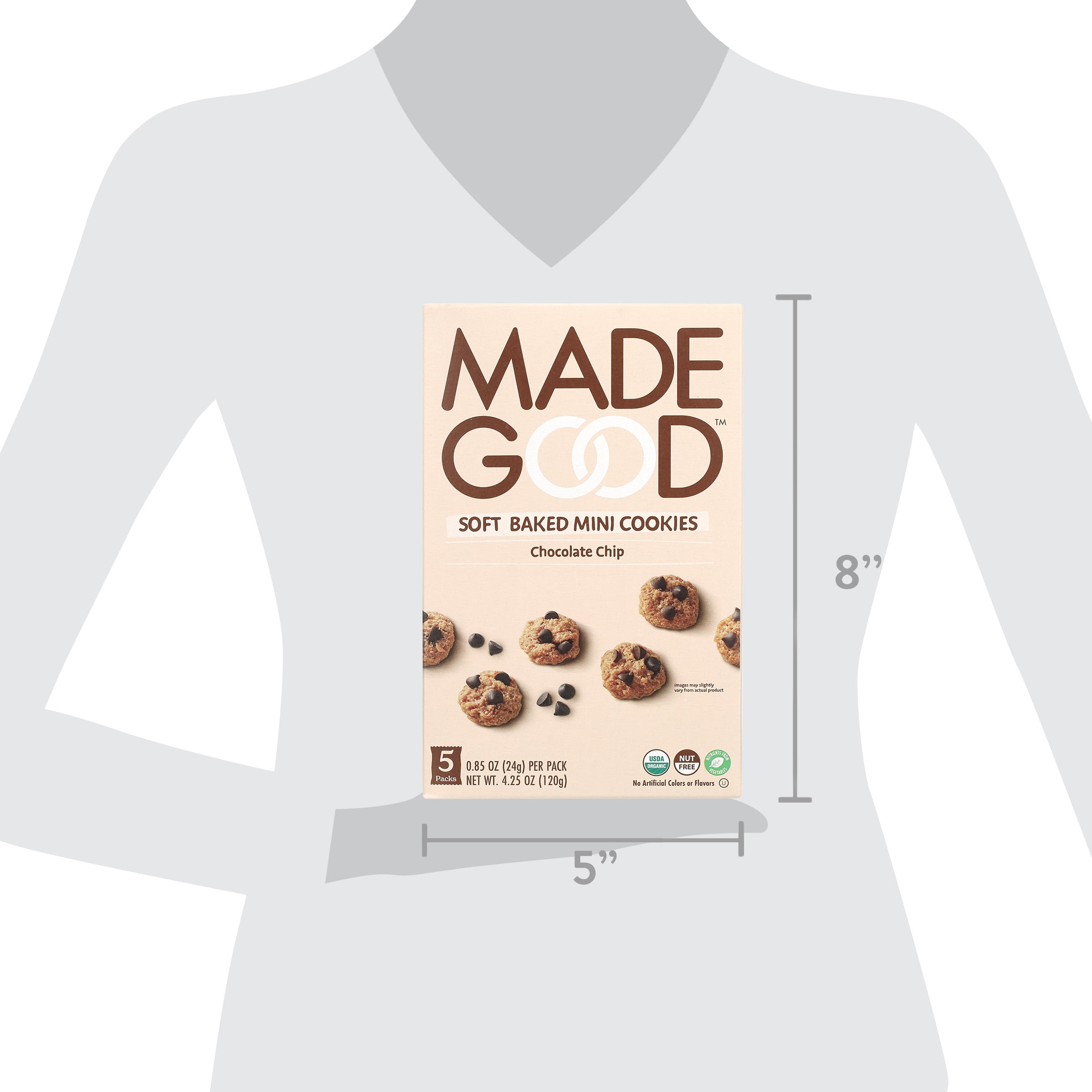 (6 pack) MadeGood Organic Soft Baked Chocolate Chip Cookies, 5 Count, 4.25 oz