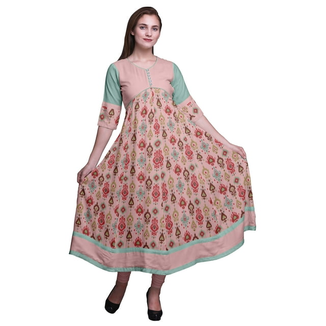 Bimba Kurta Anarkali Longue à Imprimé pour Fête, Évasée, Coupe A, Kurtis pour Femmes
