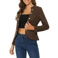 thumbnail image 4 of INSPIRE CHIC Women's Faux Suede Open Front Long Sleeve Button Decor Steampunk Jacket L Coffee, 4 of 6