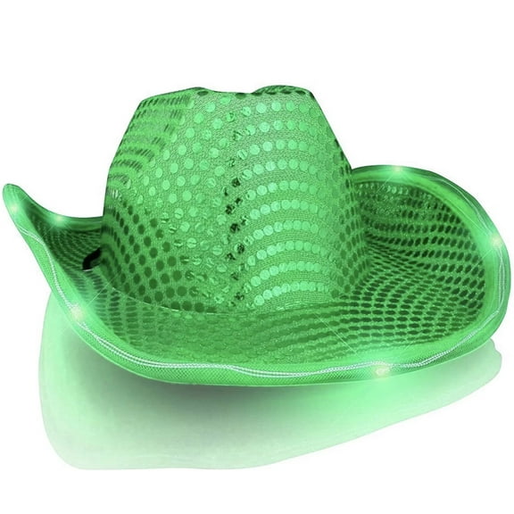 GREEN LIGHT UP COWBOY HAT