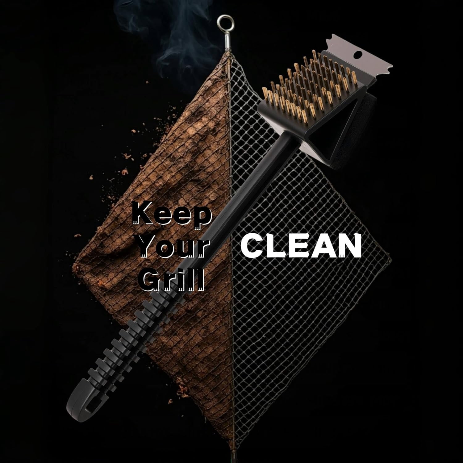 ABPETE Grill Brush for Outdoor Grill, 3 in 1 Grill Cleaning Brush and Scraper BBQ Brush Safe BBQ Cleaning Tools(2 Pack)