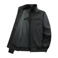 thumbnail image 4 of Winter Jackets for Men Hoodless Solid Color Zip Collar Jacket Loose Casual Long Sleeve Windbreaker Outerwear with Pockets Fashion Commute Coat, 4 of 9