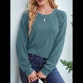 thumbnail image 4 of Sudaderas para Mujer, Suéteres de Cuello Redondo con Mangas de Punto , Moda 2025 Azul Mar S, 4 of 8