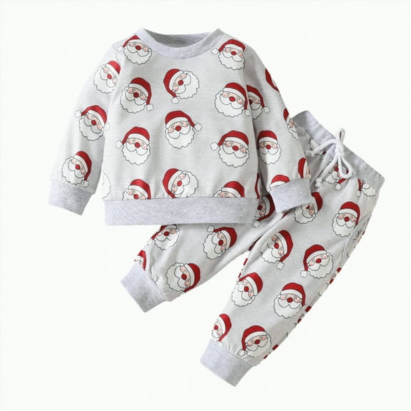Toddler Kids Boys Baby Boy Fall/Winter Crewneck Long Sleeve Elastic Waist 4T 5T 6T 7T Everyday Outfit Outfits 2PCS