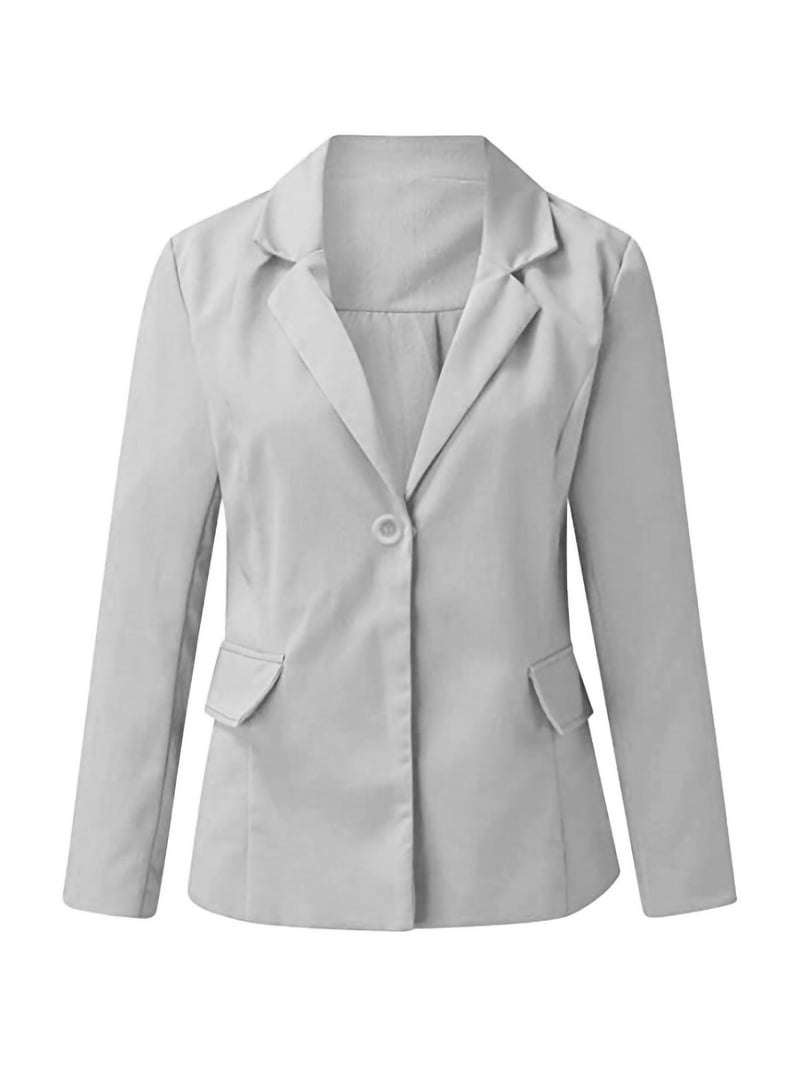 Grianlook Women Blazers Shawl Neck Business Jackets Solid Color