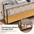 thumbnail image 4 of Ktaxon Boho Conosle Table with Charging Station, 41.7" Nareow Behind the Sofa Table with Handwoven Waterproof Rattan Shelf, Easy Assemble, Gray, 4 of 7