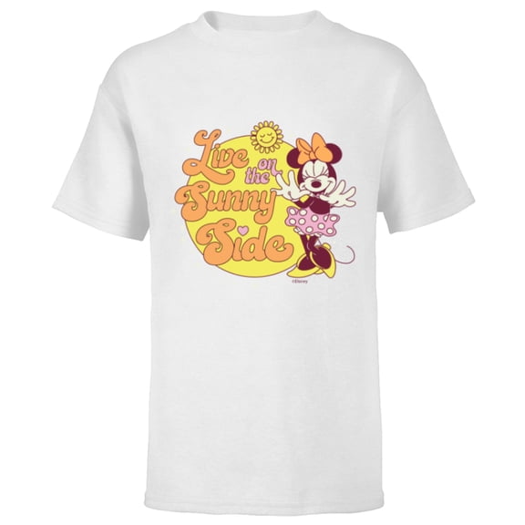 Disney Minnie Mouse Live on the Sunny Side Retro - Short Sleeve T-Shirt for Kids - Customized-White