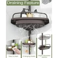 thumbnail image 3 of Rustproof Shower Caddy Corner for Bathroom, Bathtub Storage Organizer for Shampoo Accessories, 4-Tier Adjustable Shelves with Tension Pole, Fit Height 39 to 113 Inch, Brown, 3 of 6