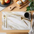 thumbnail image 2 of Abstract White Gold Placemats Set of 6, Simple Marble Geometric Washable Wipeable Table Mats for Dining Tables, Indoor Outdoor Kitchen Place Mats for Holiday Party Table Decor, 2 of 9