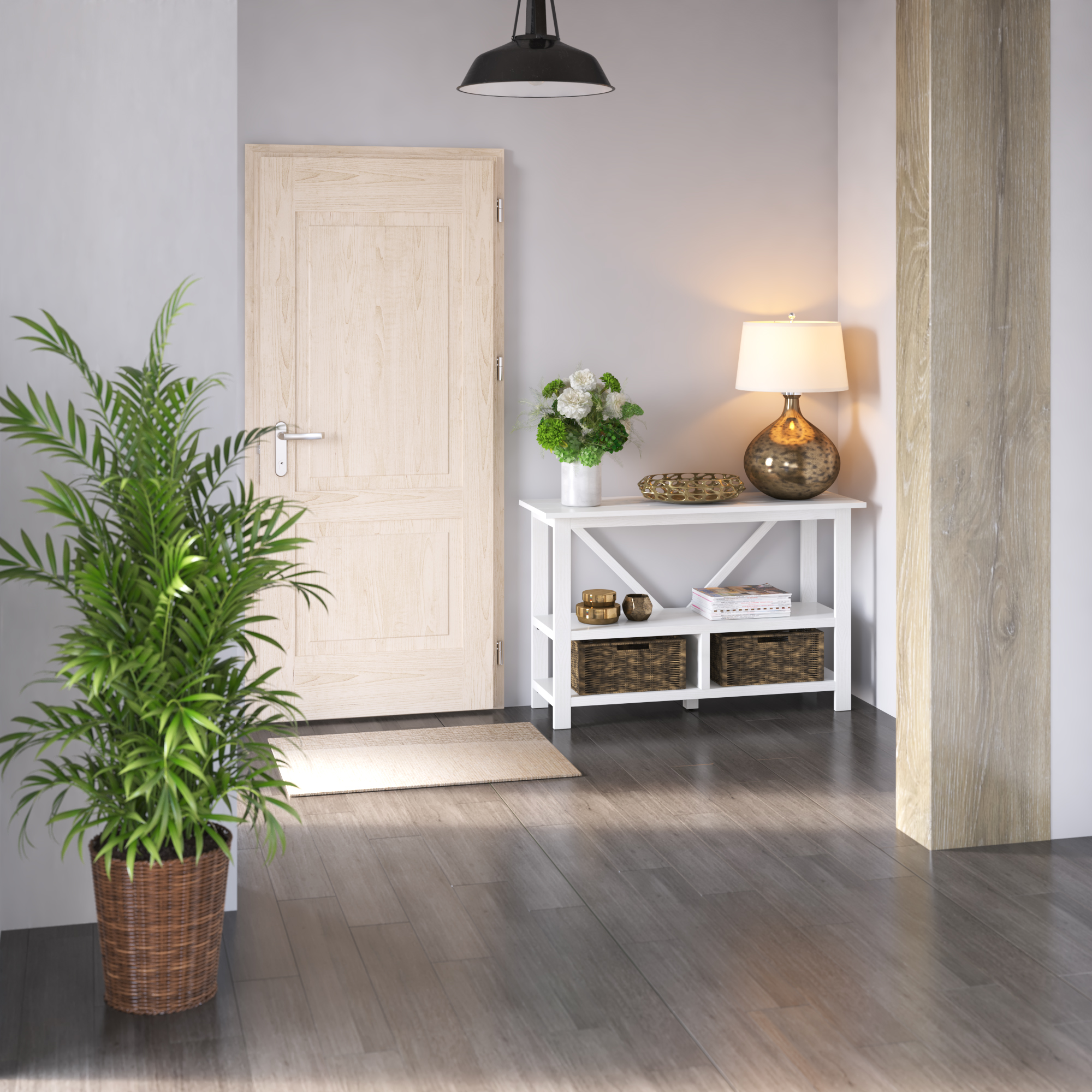 Entryway Table with Basket Storage