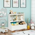 thumbnail image 2 of Costway Children's Multi-Functional Bookcase Toy Storage Bin Kids Floor Cabinet White, 2 of 12