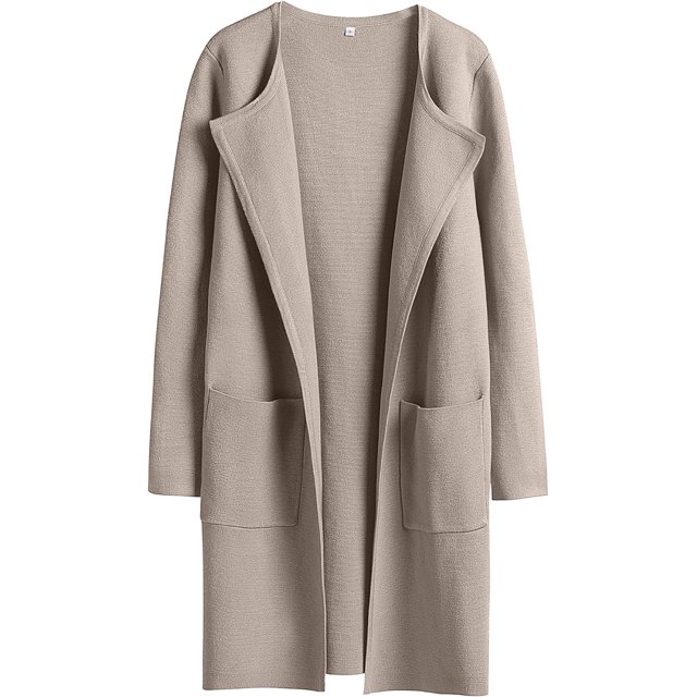 ANRABESS Cárdigan de punto con frente abierto para mujer, manga larga, solapa, informal, sólido, elegante