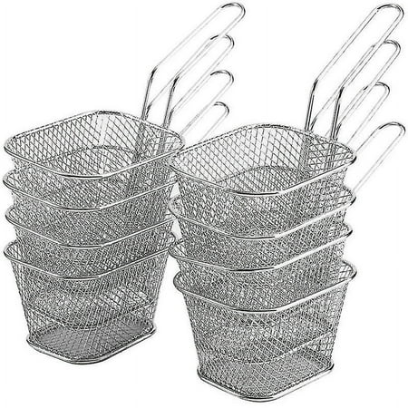 

Mini Chip Serving Frying Baskets With Handle 8pcs Stainless Steel