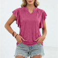 thumbnail image 5 of Kixjoy Puff Sleeve Tops for Women Trendy Fashion V Neck Shirt Basic Lightweight Tunic T Shirts Casual Summer Womens Tops, Wine M, 5 of 5