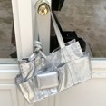 thumbnail image 2 of Bolsos de mano casuales coreanos para mujer, bolsos de diseñador de lujo, carteras, novedad de 2024, en cuero PU con cera de aceite, remaches, múltiples bolsillos para el hombro, 2 of 5