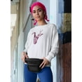thumbnail image 2 of Watercolor Saxophone Design Sweatshirt Women - Women Sweatshirt, White, Medium, 2 of 4