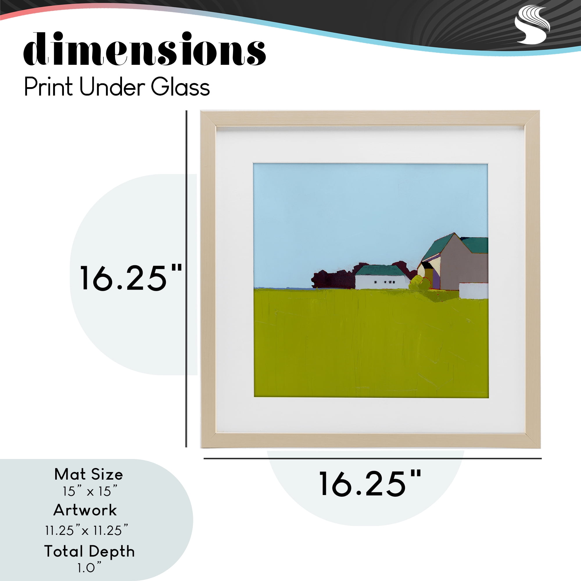 Spring Morning Farm Land Birch Framed Print Under Glass, design by Ruth LaGue
