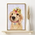 thumbnail image 2 of PixonSign Framed Canvas Print Wall Art Golden Retriever with Crown Animals Flower Illustrations Modern Art Contemporary Colorful Multicolor Pastel for Living Room, Bedroom, Office - 24"x36" Natural, 2 of 5