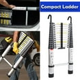 Bowoshen 16.5Ft Aluminum Telescoping Ladder,NonSlip+2 Detachable Hooks