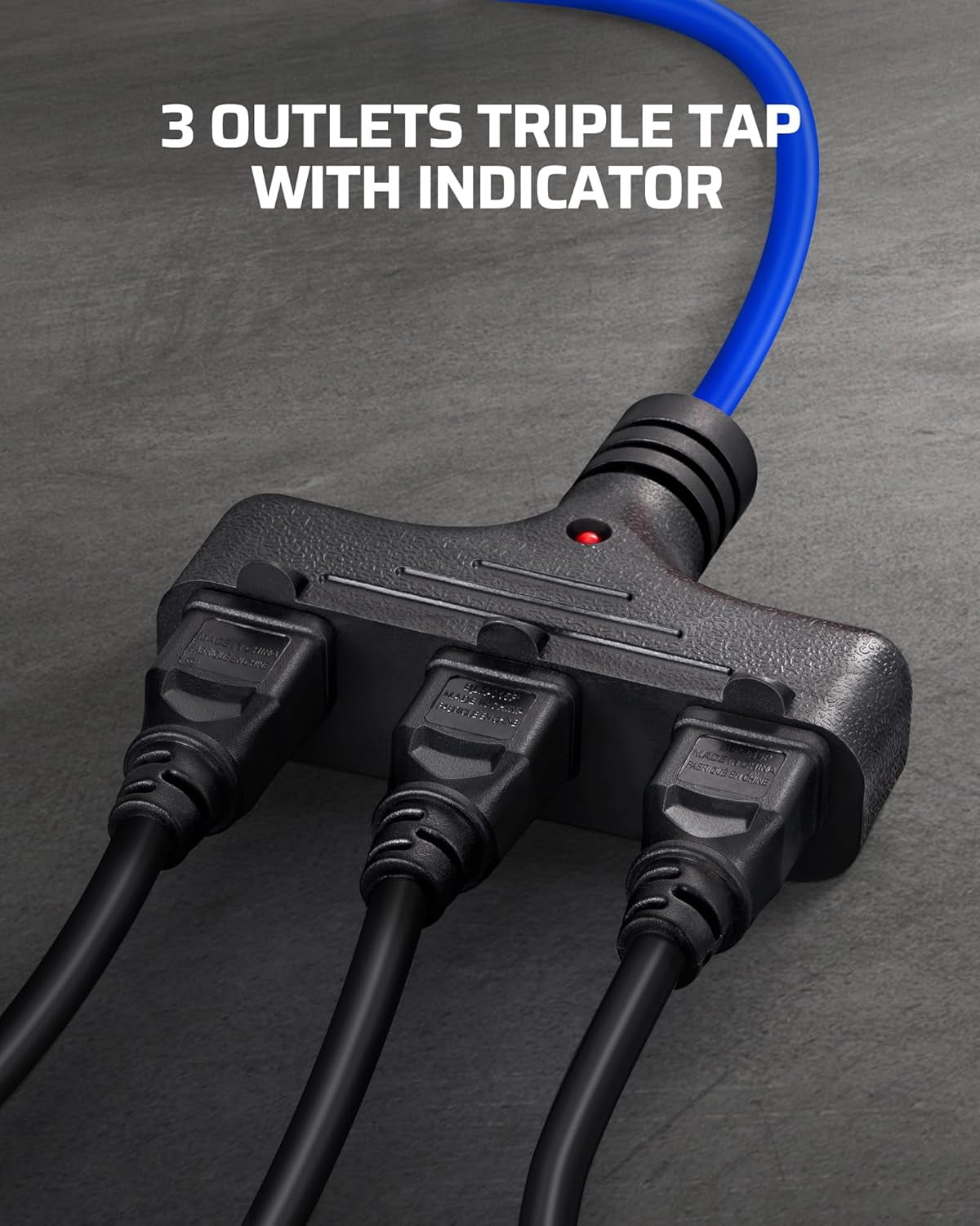 30FT Extension Cord Reel, 16/3 Gauge SJTW Power Cord, Retractable Cord Reel with 3 Outlets, Ceiling/Wall Mount for Garage, Workshop, 10A Circuit Breaker, Metal Plate, UL Listed, Blue