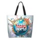 thumbnail image 1 of Balery Travel Around The World Bolsa Tote Estilo Estético con Cremalleras, Bolsa de Hombro, Bolsa de Compras Grande y Plegable, 1 of 8