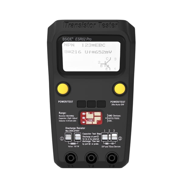 Probador de transistores ESR02 Pro Probador digital multifuncional Diodo Triodo Resistencia BSIDE Probador de transistores