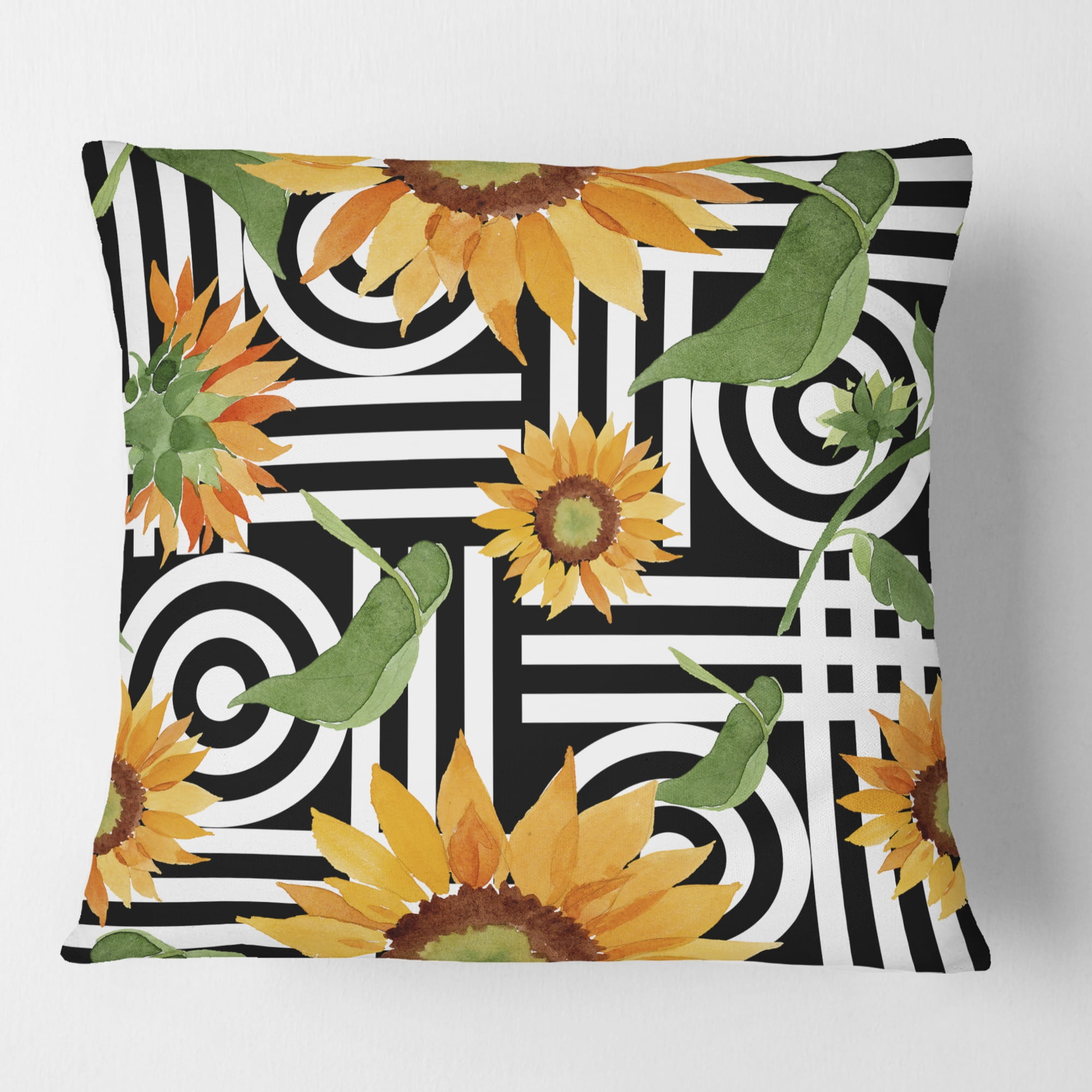 Designart Retro Floral Botanical II' Mid-Century Modern Throw Pillow - 16x16