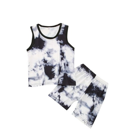 

Fesfesfes Toddler Kids Baby Boys Girls Summer Tie-dye Vest Shorts Clothes Set