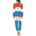 thumbnail image 3 of Renewold Womens Christmas Pajama Sleepwear Sweatpants Set of 2 Pajama Blue Red Snoweman Crew Neck Loungewear Stylish Nightwear Long Sleeve Nightwear T-Shirt Size XS, 3 of 4