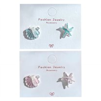 DESIGNICE 2Pcs Summer Earrings,Brightness Resists Oxidation Earrings for Women,Alloy Material Stud Earrings for Women,Statement Earrings for Women for Vacation,Style2