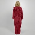 thumbnail image 4 of GiLiling Kids Footed Fuzzy Hooded Onesie Jumpsuit Footie Covers Soft Warm One Piece Zip Front Sherpa Lined Soft Cute Romper (Wine, 14-15 Years), 4 of 6