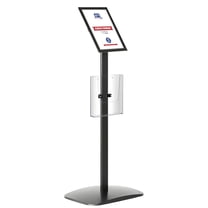 M&T Displays Decoartive Sign Holder, 8.5x11 Inch Pedestal Sign Holder with 8.5x11 Inch Brochure Holder Black Floor Standing Aluminum Front Loading Easy Open Poster Advertisement Post