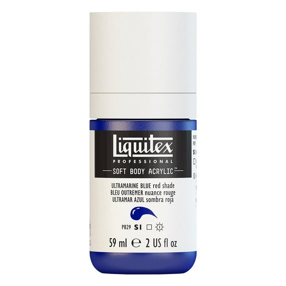Professional Soft Body Acrylic Color Multi Cap Bottles ultramarine blue (red shade), 2 oz. (pack of 3)
