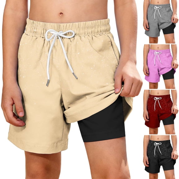 Guluxicc Boys Swim Trunks with Pockets Kids Quick Dry Bathing Suit Compression Linner Board Shorts for 5-14 Years