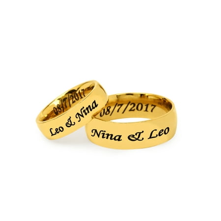 Personalized Stainless Steel Couples Gold Tone Spinner Ring for