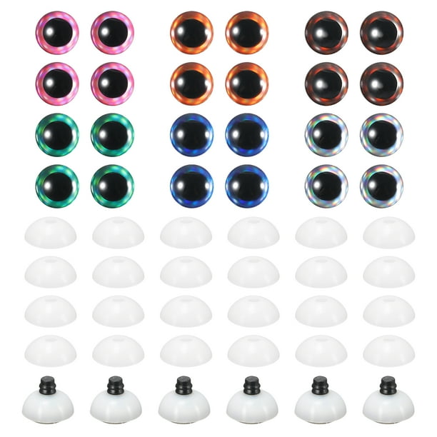 Ojos de seguridad brillantes Uxcell de 18 mm, 36 piezas de ojos de seguridad coloridos para ganchillo, 6 colores