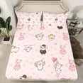 thumbnail image 3 of Feelyou Kawaii Angel Pig Twin Sheet Sets for Child, Cute Princess Twin Fitted Sheet, Girly Pink Cartoon Animal Flat Sheet, Breathable Home Decor, 3 Pieces, 3 of 8