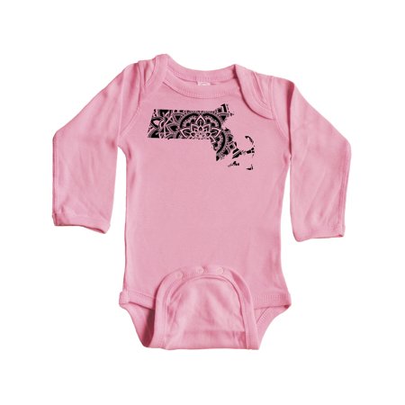 

Inktastic Massachusetts Silhouette Mandala Gift Baby Boy or Baby Girl Long Sleeve Bodysuit