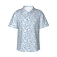 thumbnail image 4 of Wukai Gray White Floral Men's Hawaiian Shirt Short Sleeve Casual Button Down Summer Beach Aloha Shirt Tropical Print Holiday Party, 4 of 8