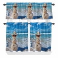 thumbnail image 2 of Kitchen Window Curtains Valance and Tier Set, Christmas Snowman Ocean Beach Style Rod Pocket Tier Curtain Valance Set, Blue Waves Shells Light Filtering Cafe Curtains for Bedroom Living Room, 2 of 9