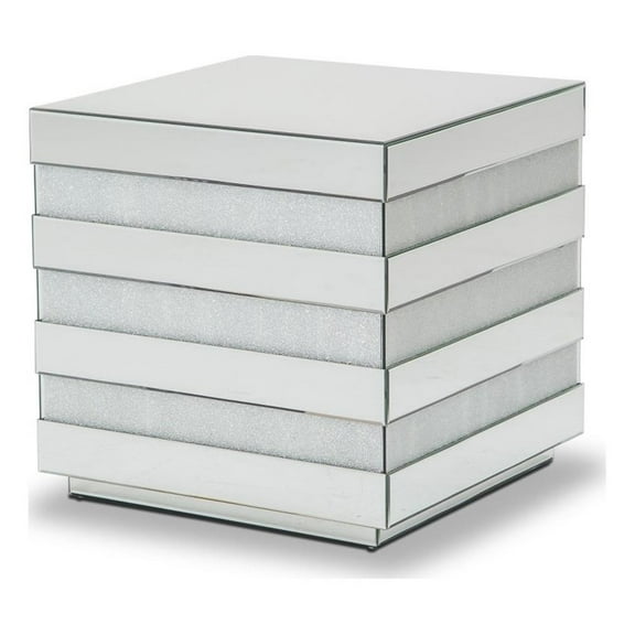 Michael Amini Montreal Mirrored Linear Square End Table