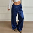 thumbnail image 2 of Fiaer Women Leopard Satin Pajamas Pants High Waisted Trendy Sleepwear Trousers Wide Leg Baggy Casual Comfort Lace up Pjs Slacks Blue L, 2 of 9