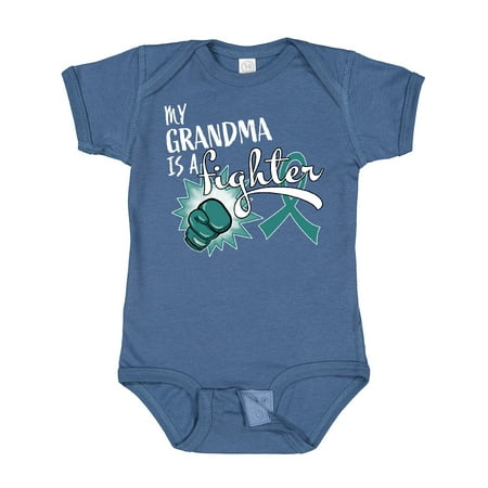 

Inktastic Ovarian Cancer Awareness My Grandma is a Fighter Gift Baby Boy or Baby Girl Bodysuit