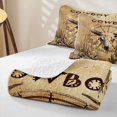 thumbnail image 4 of Homewish Retro Bull Skull Twin Quilt Set,Desert Plant Cactus Twin Coverlet Set,Brown,2-Piece, 4 of 7