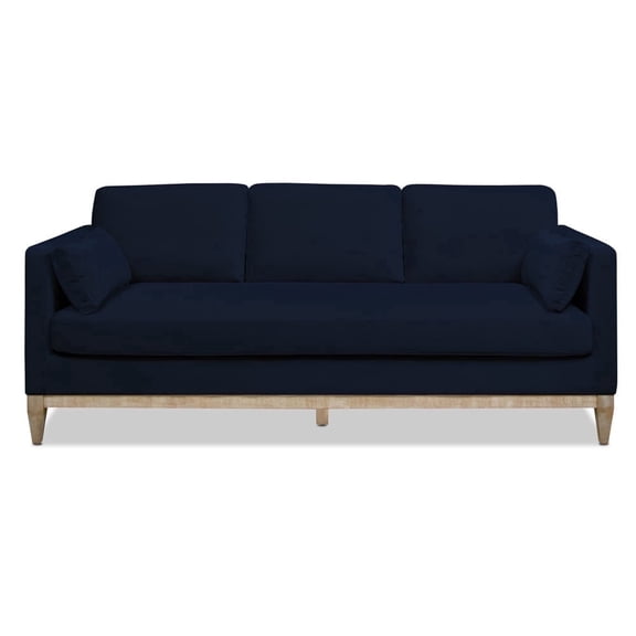 Jennifer Taylor Home Knox 84" Modern Farmhouse Performance Velvet Living Room Sofa Couch in Dark Navy Blue