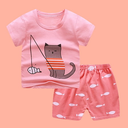 

Simplmasygenix Summer Toddler Tops Shorts Short Sleeve Toddler Boys Cartoon Print Pattern Clothes Summer Two-piece Sute