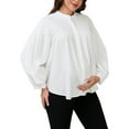 thumbnail image 4 of INSPIRE CHIC Womens Maternity Shirts Blouses Pleated Button Down Long Sleeve Pregnancy Nursing Top M White, 4 of 6